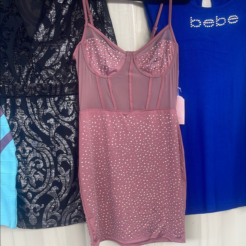 Elegant Pink Embellished Slip Dress